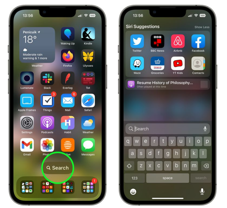 霞山苹果手机维修分享升级到 iOS 16 后，如何删除主屏幕上的搜索按钮 